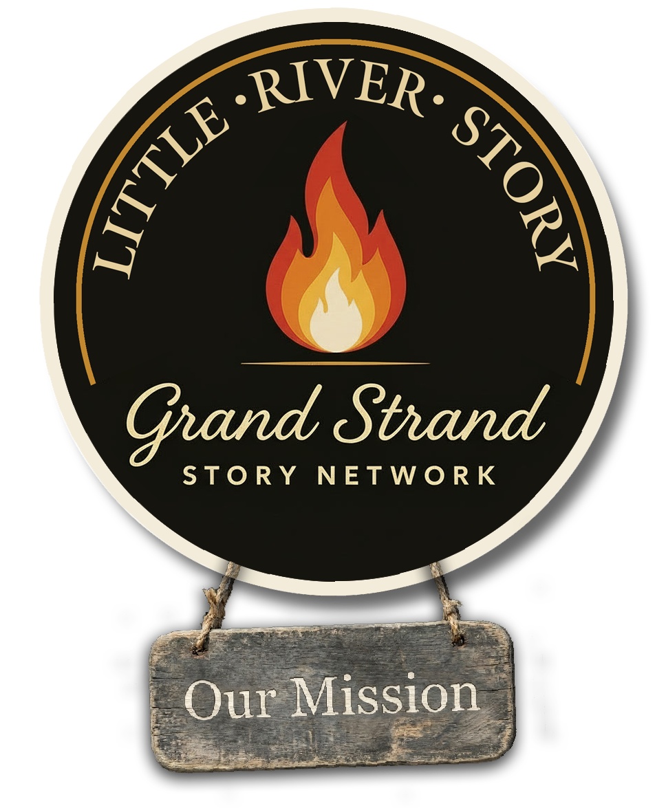 Grand Strand Story Network logo with Our Mission sign